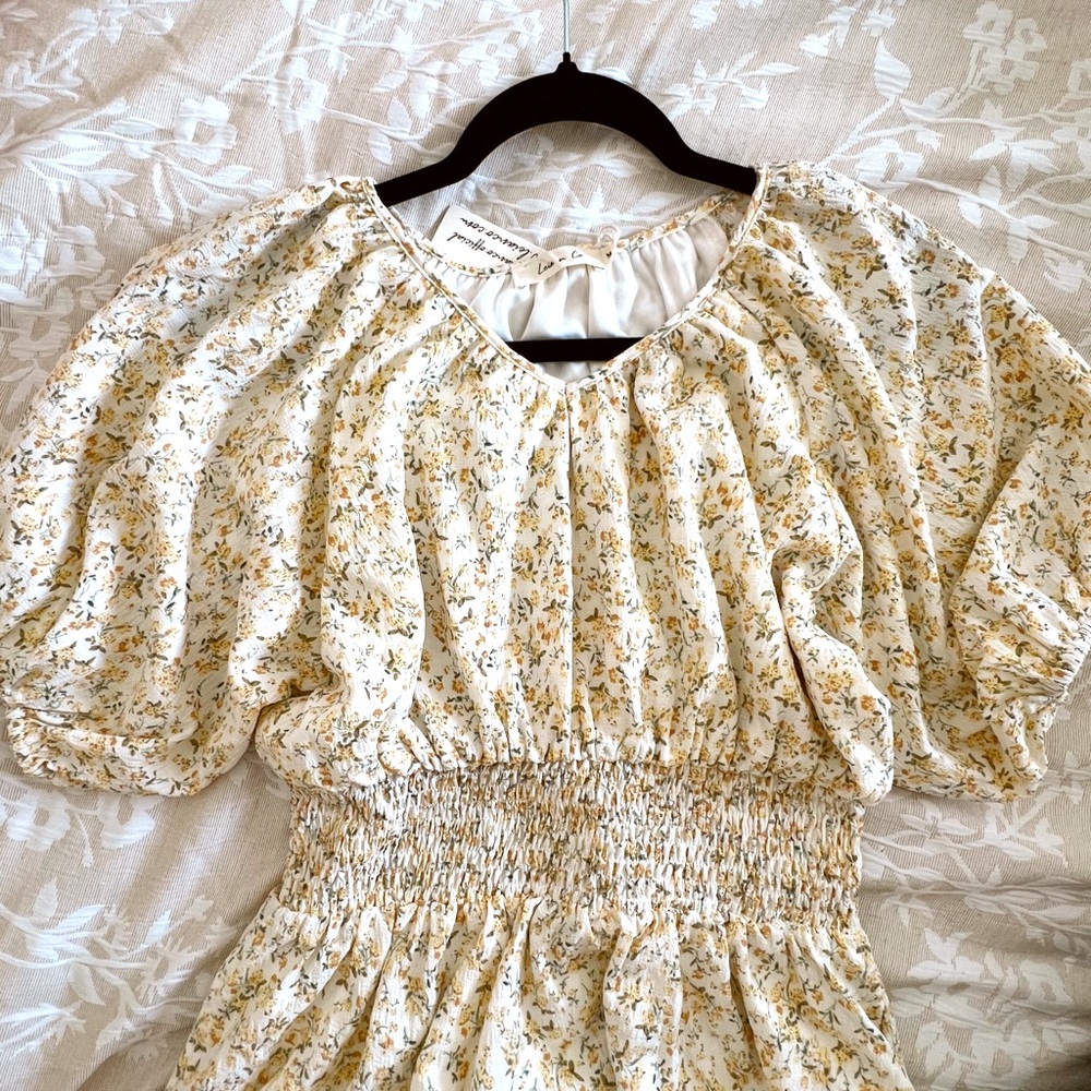 NWT Yellow Floral Dress in Ivory